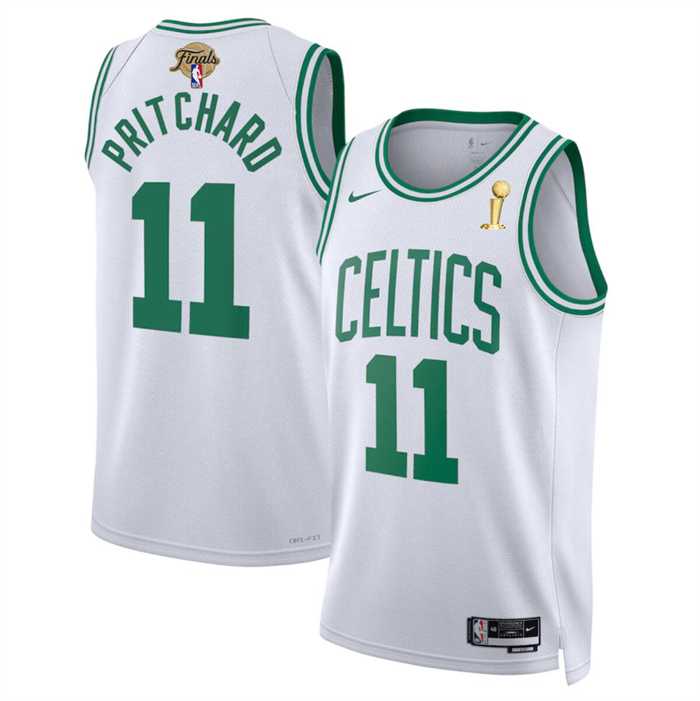 Mens Boston Celtics #11 Payton Pritchard White 2024 Finals Champions Association Edition Stitched Basketball Jersey Dzhi